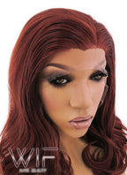 16" Wavy Reddish Brown Lace Front Synthetic Wig LFB366