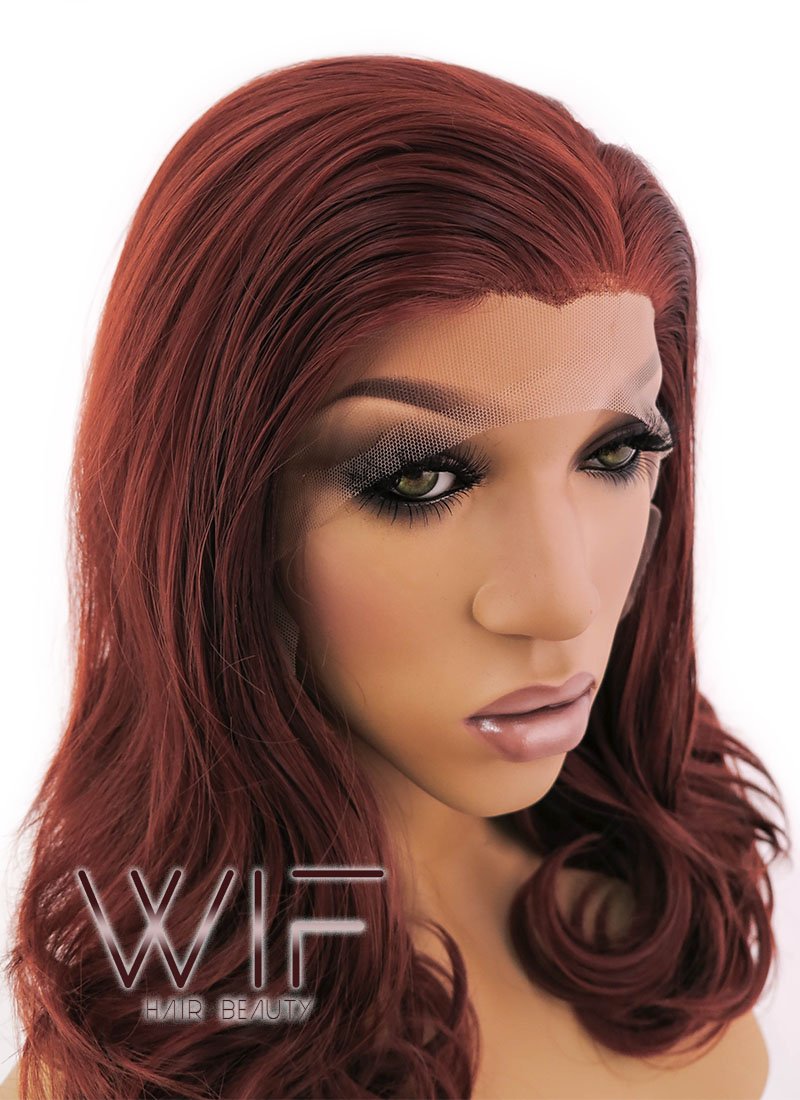 16" Wavy Reddish Brown Lace Front Synthetic Wig LFB366