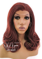 16" Wavy Reddish Brown Lace Front Synthetic Wig LFB366