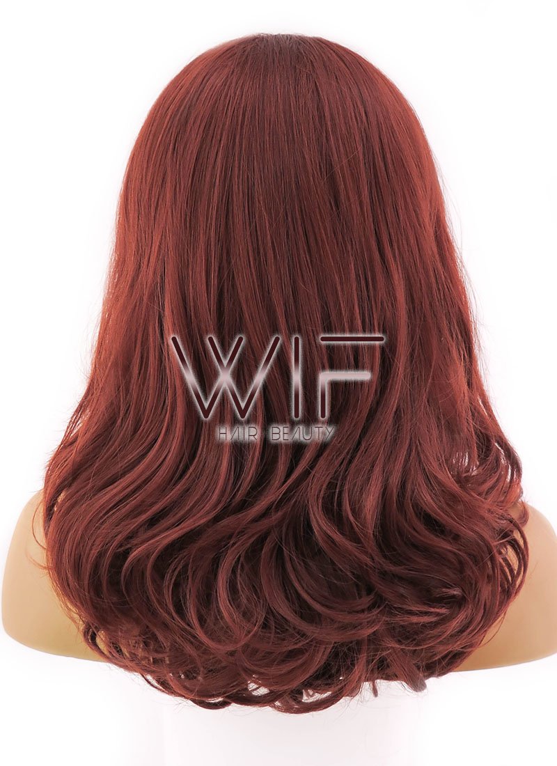 16" Wavy Reddish Brown Lace Front Synthetic Wig LFB366