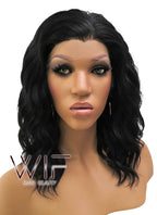 14" Medium Curly Black Lace Front Synthetic Hair Wig LFB406