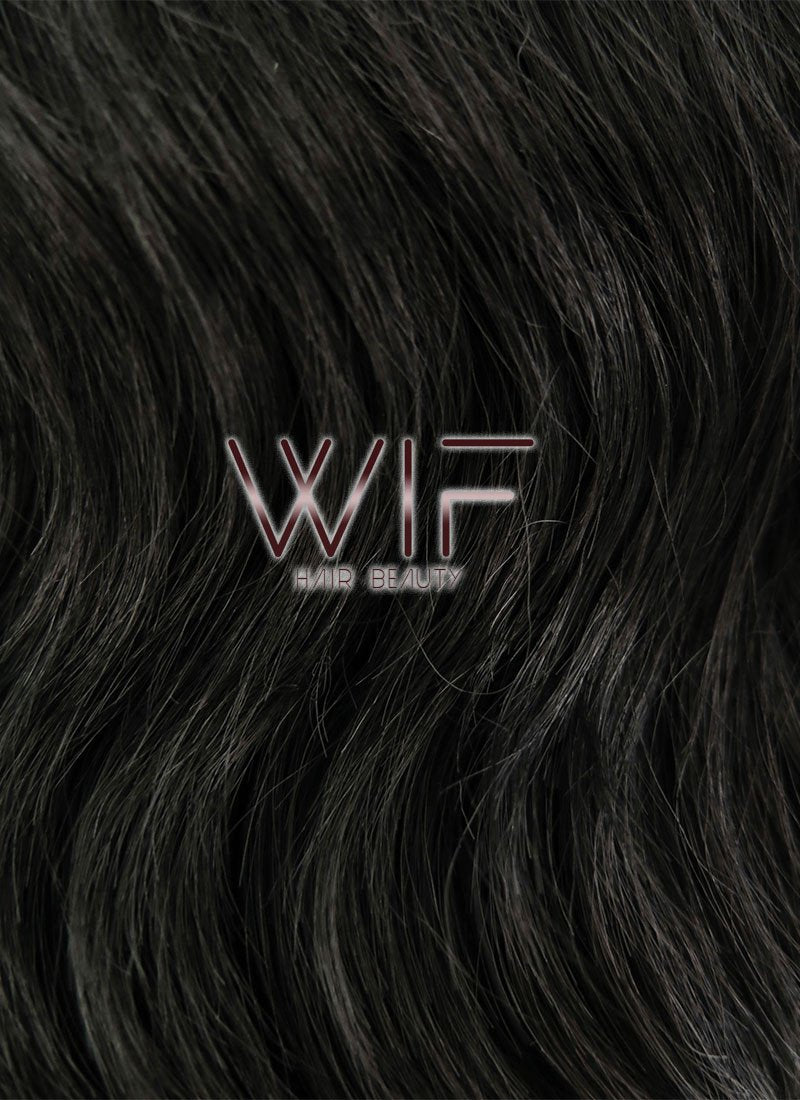 14" Medium Curly Black Lace Front Synthetic Hair Wig LFB406