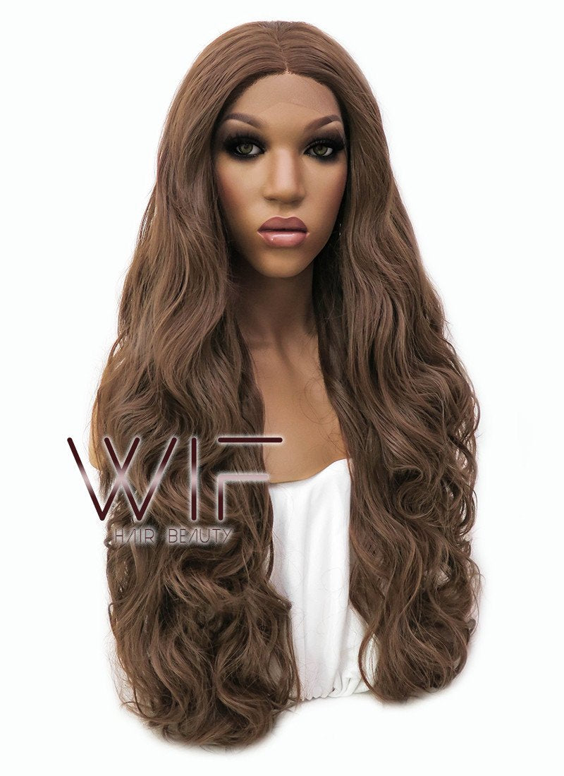 28" Wavy Brown Lace Front Synthetic Wig LFB667J