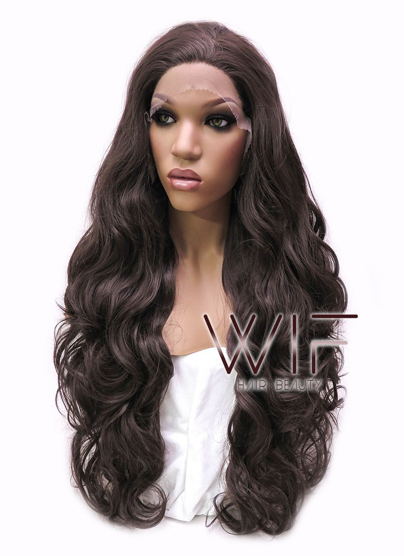 28" Wavy Brown Lace Front Synthetic Wig LFB686D