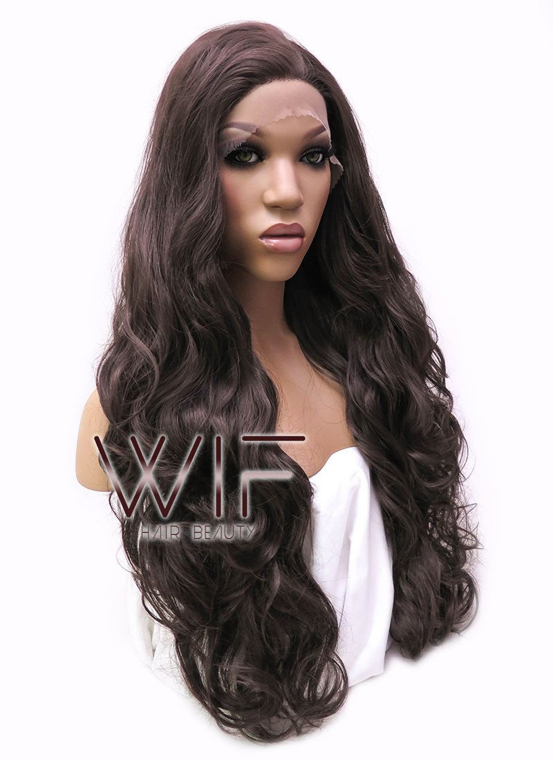 28" Wavy Brown Lace Front Synthetic Wig LFB686D