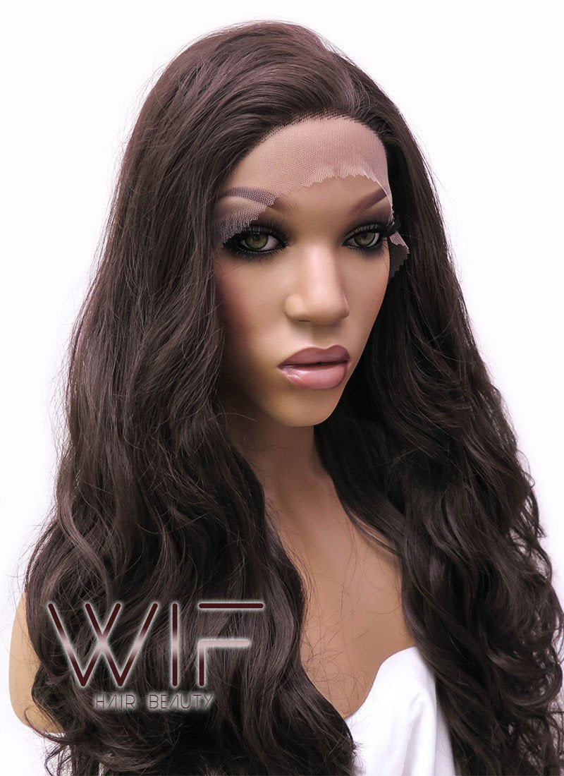 28" Wavy Brown Lace Front Synthetic Wig LFB686D