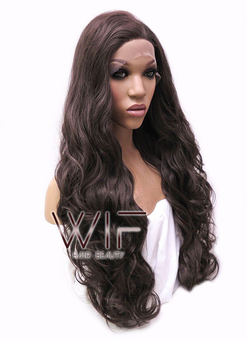 28" Wavy Brown Lace Front Synthetic Wig LFB686D