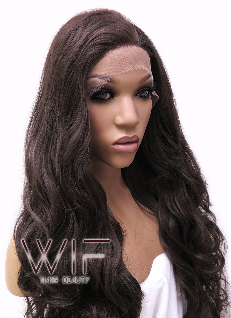 28" Wavy Brown Lace Front Synthetic Wig LFB686D