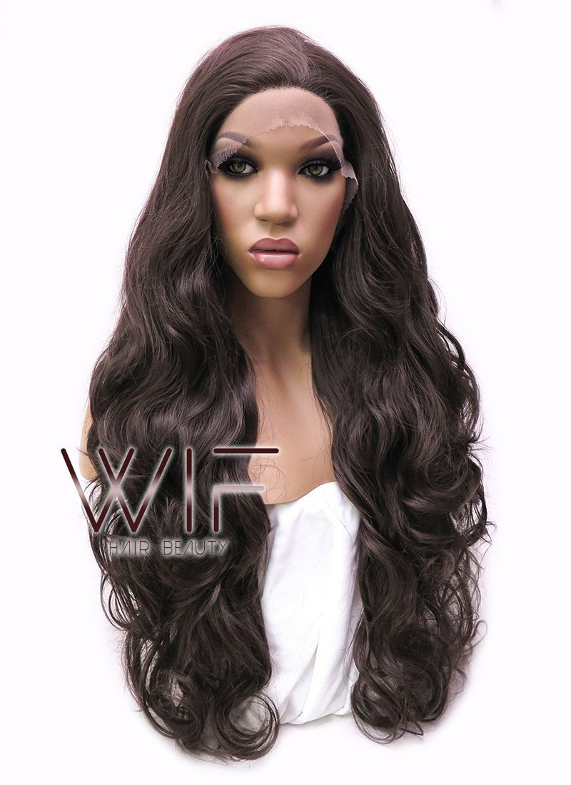 28" Wavy Brown Lace Front Synthetic Wig LFB686D
