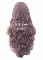 28" Long Curly Ash Purple Lace Front Wig Heat Resistant LFB696H
