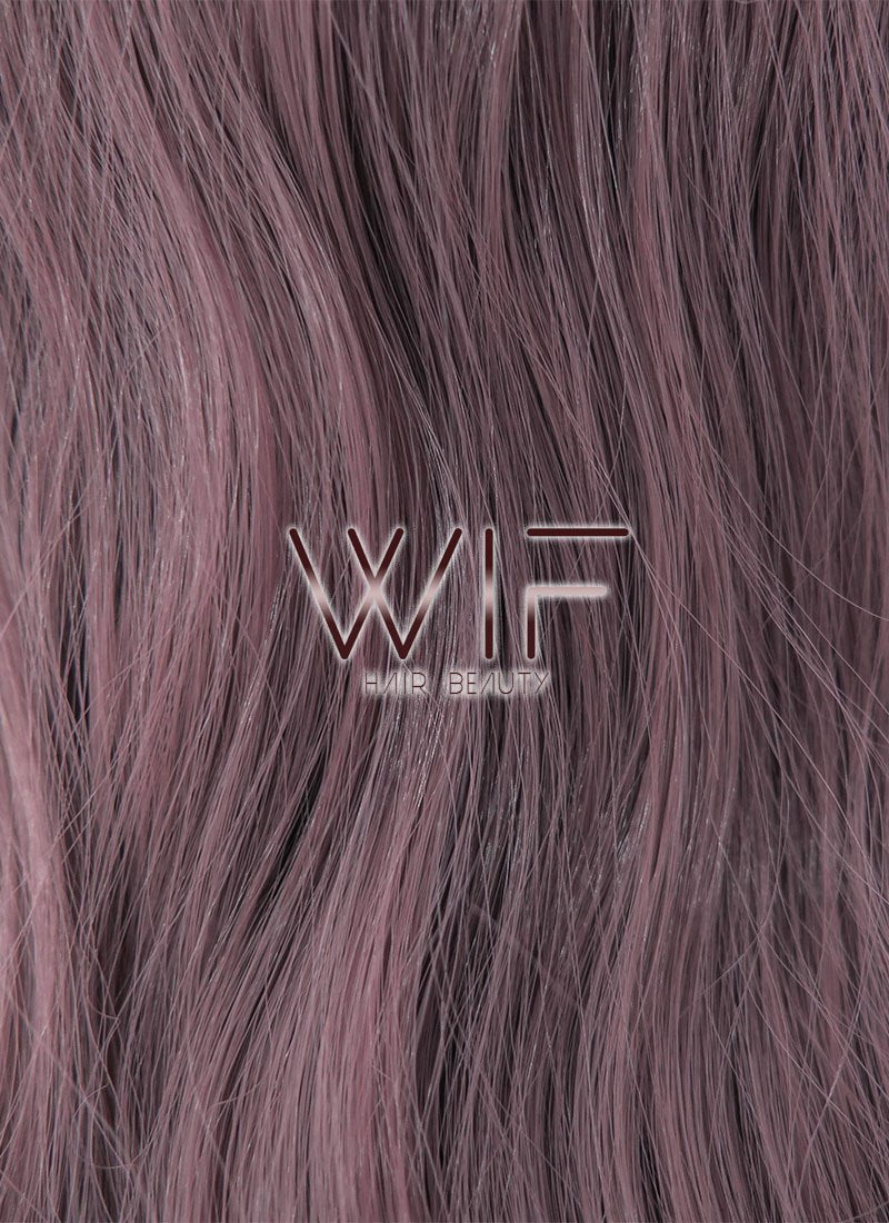 28" Long Curly Ash Purple Lace Front Wig Heat Resistant LFB696H