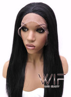 18" Long Straight Black Lace Front Synthetic Hair Wig LFB769