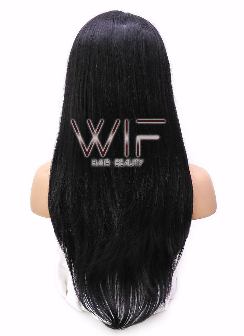 18" Long Straight Black Lace Front Synthetic Hair Wig LFB769
