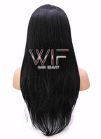 18" Long Straight Black Lace Front Synthetic Hair Wig LFB769