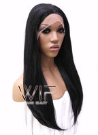 18" Long Straight Black Lace Front Synthetic Hair Wig LFB769