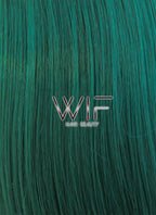 14" Medium Straight Black Mixed Dark Green Lace Front Synthetic Hair Wig LFB819