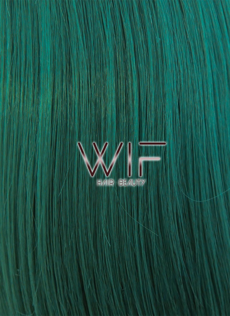 14" Medium Straight Black Mixed Dark Green Lace Front Synthetic Hair Wig LFB819