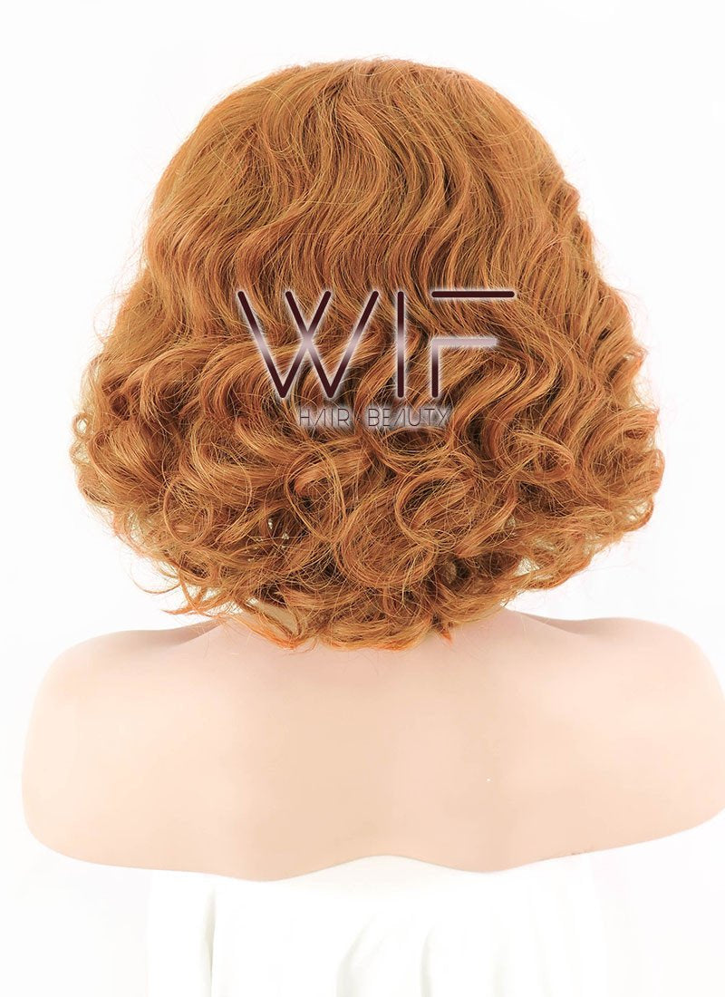 10" Short Curly Orangish Light Brown Lace Front Kanekalon Hair Wig LFK831