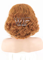 10" Short Curly Orangish Light Brown Lace Front Kanekalon Hair Wig LFK831