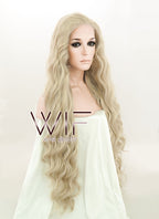 28" Long Curly Light Blonde Lace Front Kanekalon Hair Wig LFK832