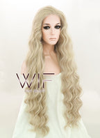 28" Long Curly Light Blonde Lace Front Kanekalon Hair Wig LFK832