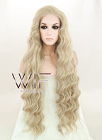 28" Long Curly Light Blonde Lace Front Kanekalon Hair Wig LFK832