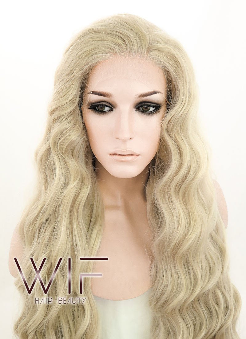 28" Long Curly Light Blonde Lace Front Kanekalon Hair Wig LFK832