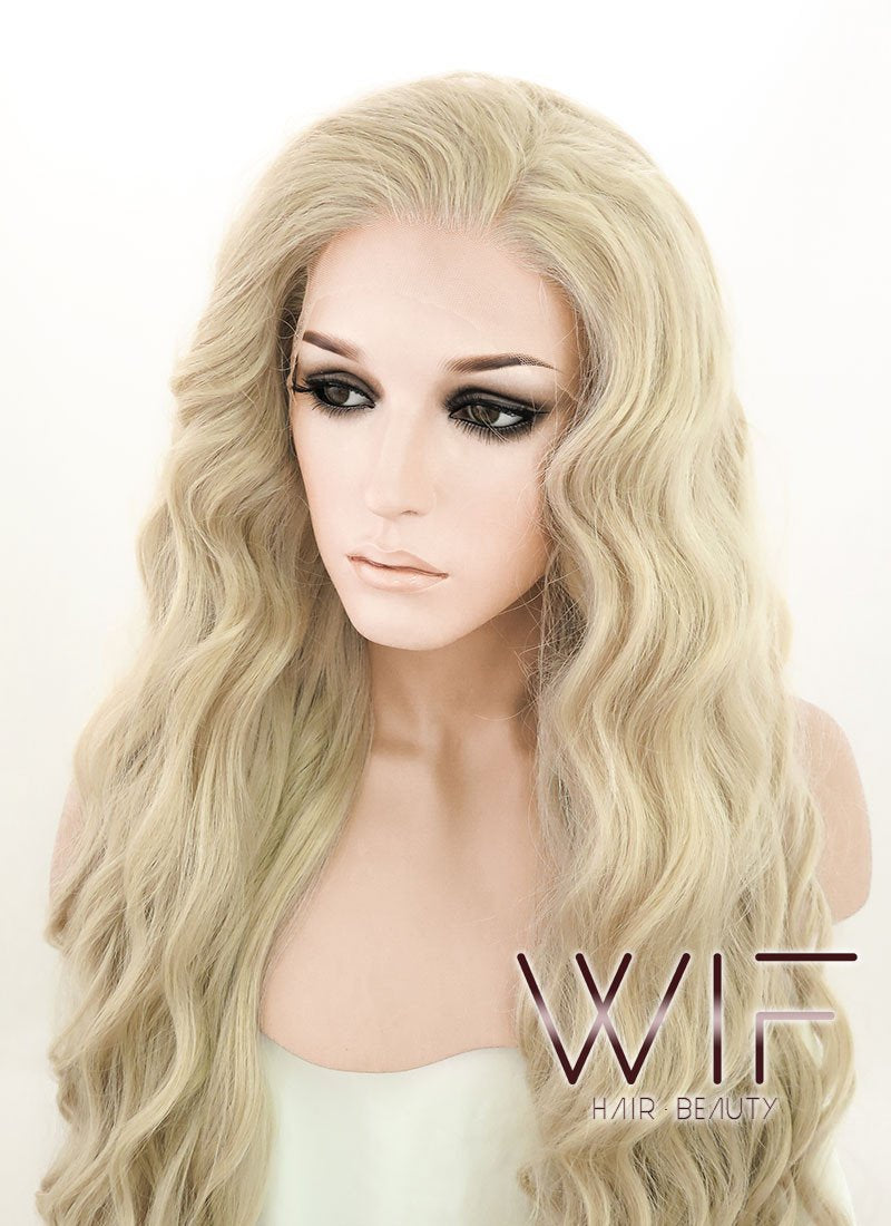 28" Long Curly Light Blonde Lace Front Kanekalon Hair Wig LFK832