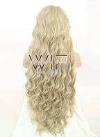 28" Long Curly Light Blonde Lace Front Kanekalon Hair Wig LFK832