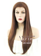 24" Straight Brown Lace Front Synthetic Wig LF005
