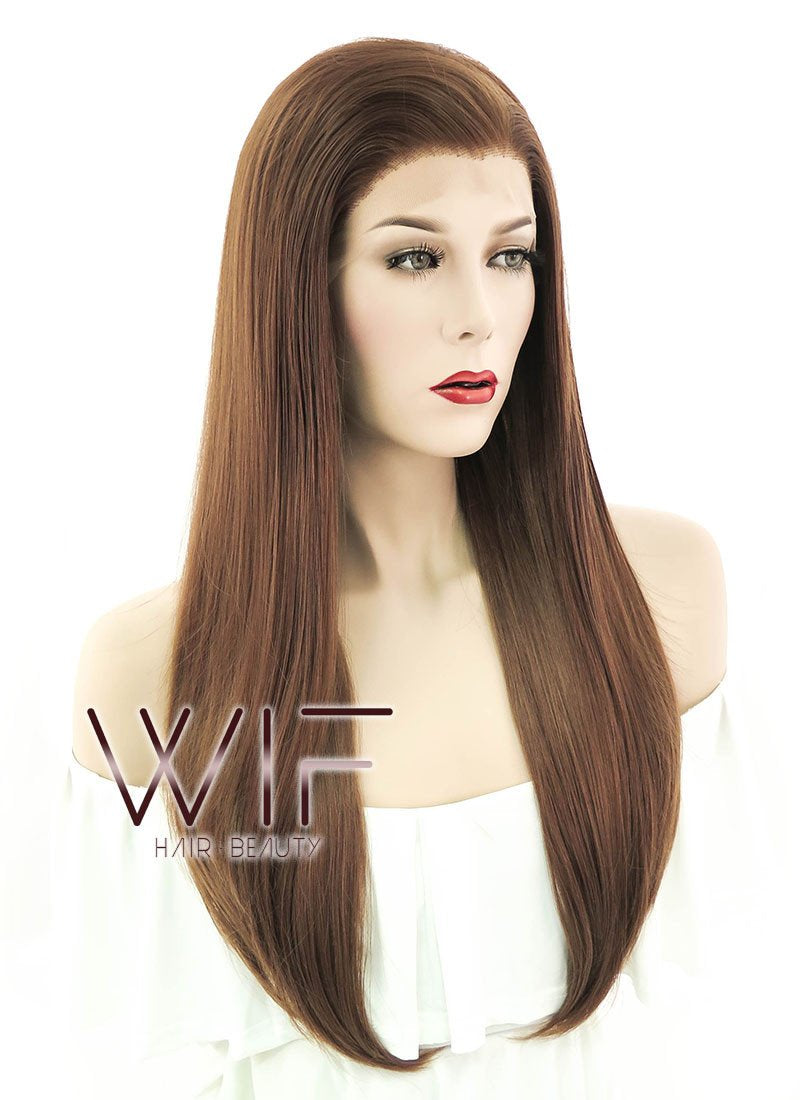 24" Straight Brown Lace Front Synthetic Wig LF005