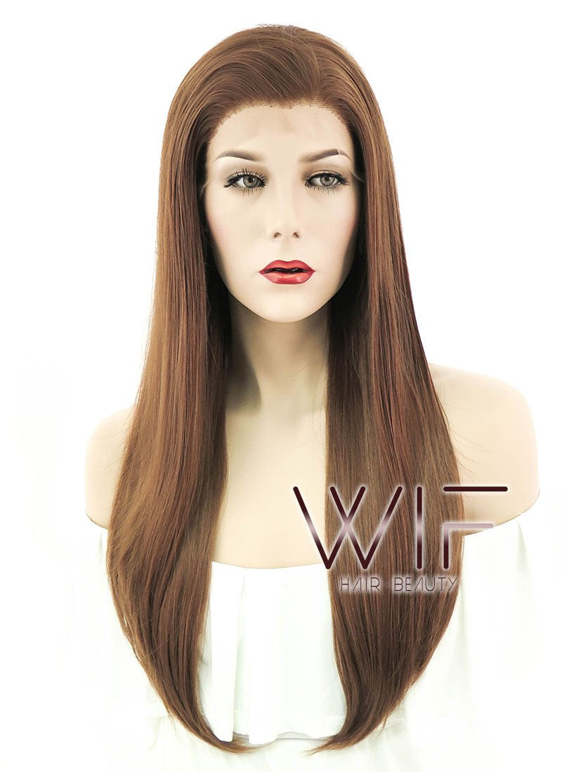 24" Straight Brown Lace Front Synthetic Wig LF005
