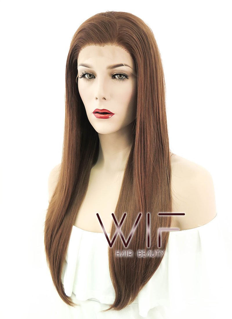 24" Straight Brown Lace Front Synthetic Wig LF005
