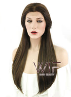 24" Straight Brown Lace Front Synthetic Wig LF006