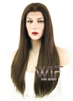 24" Straight Brown Lace Front Synthetic Wig LF006