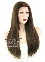 24" Straight Brown Lace Front Synthetic Wig LF006