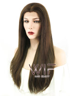 24" Straight Brown Lace Front Synthetic Wig LF006