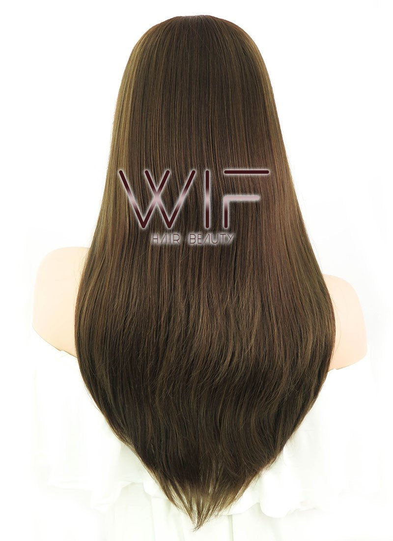24" Straight Brown Lace Front Synthetic Wig LF006