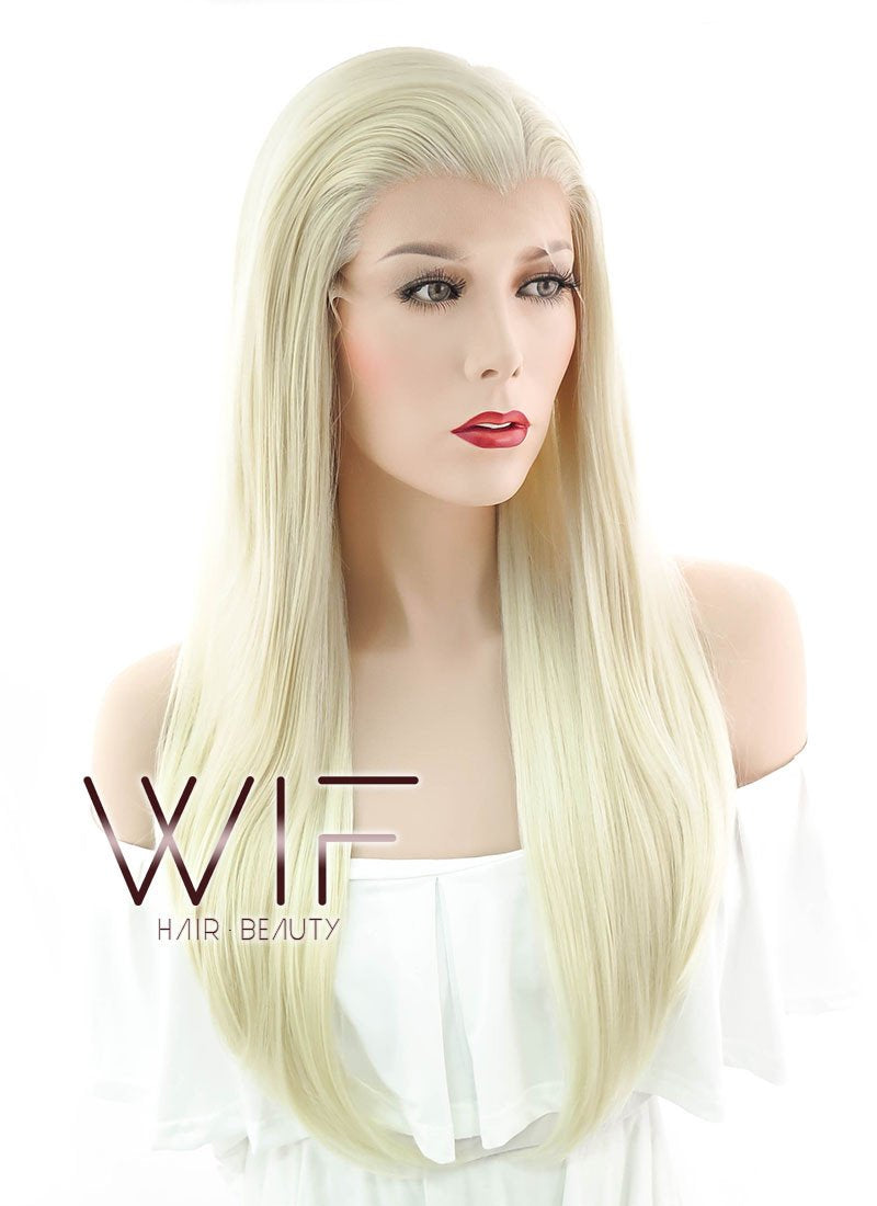 24" Straight Light Blonde Lace Front Synthetic Wig LF010
