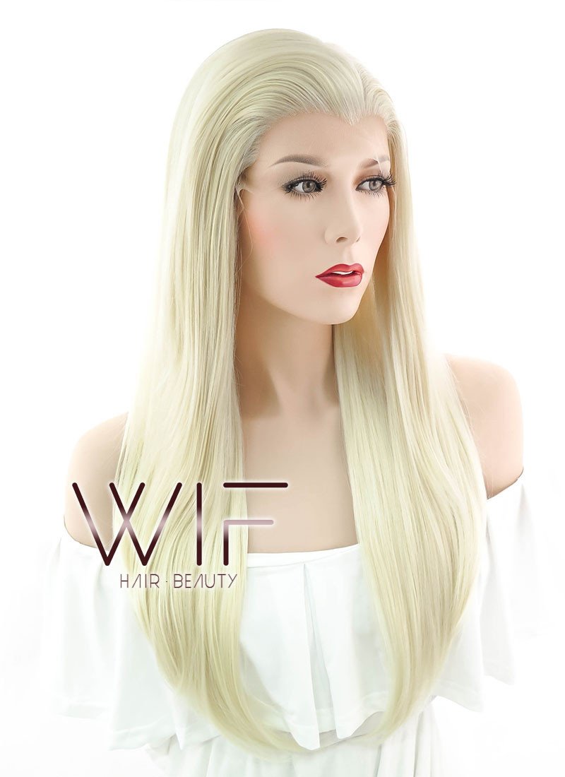 24" Straight Light Blonde Lace Front Synthetic Wig LF010