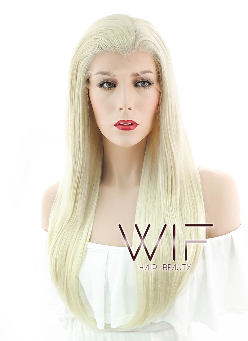 24" Straight Light Blonde Lace Front Synthetic Wig LF010