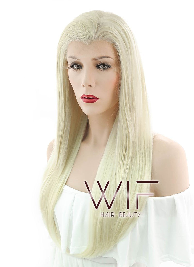 24" Straight Light Blonde Lace Front Synthetic Wig LF010