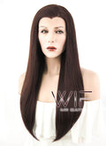 24" Straight Dark Brown Lace Front Synthetic Wig LF014
