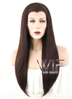 24" Straight Dark Brown Lace Front Synthetic Wig LF014
