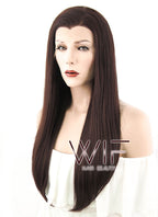 24" Straight Dark Brown Lace Front Synthetic Wig LF014