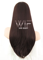 24" Straight Dark Brown Lace Front Synthetic Wig LF014