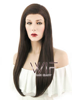 24" Straight Brown Lace Front Synthetic Wig LF015