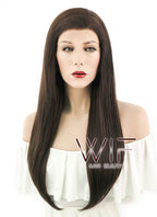 24" Straight Brown Lace Front Synthetic Wig LF015