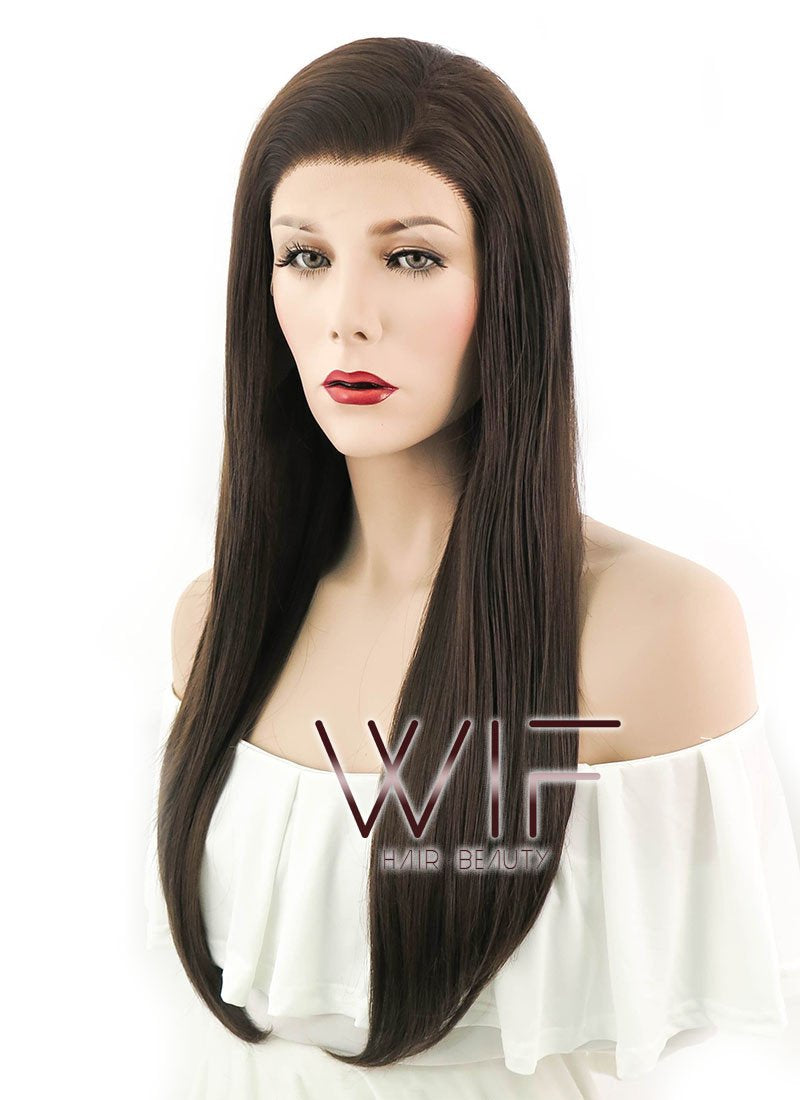 24" Straight Brown Lace Front Synthetic Wig LF015