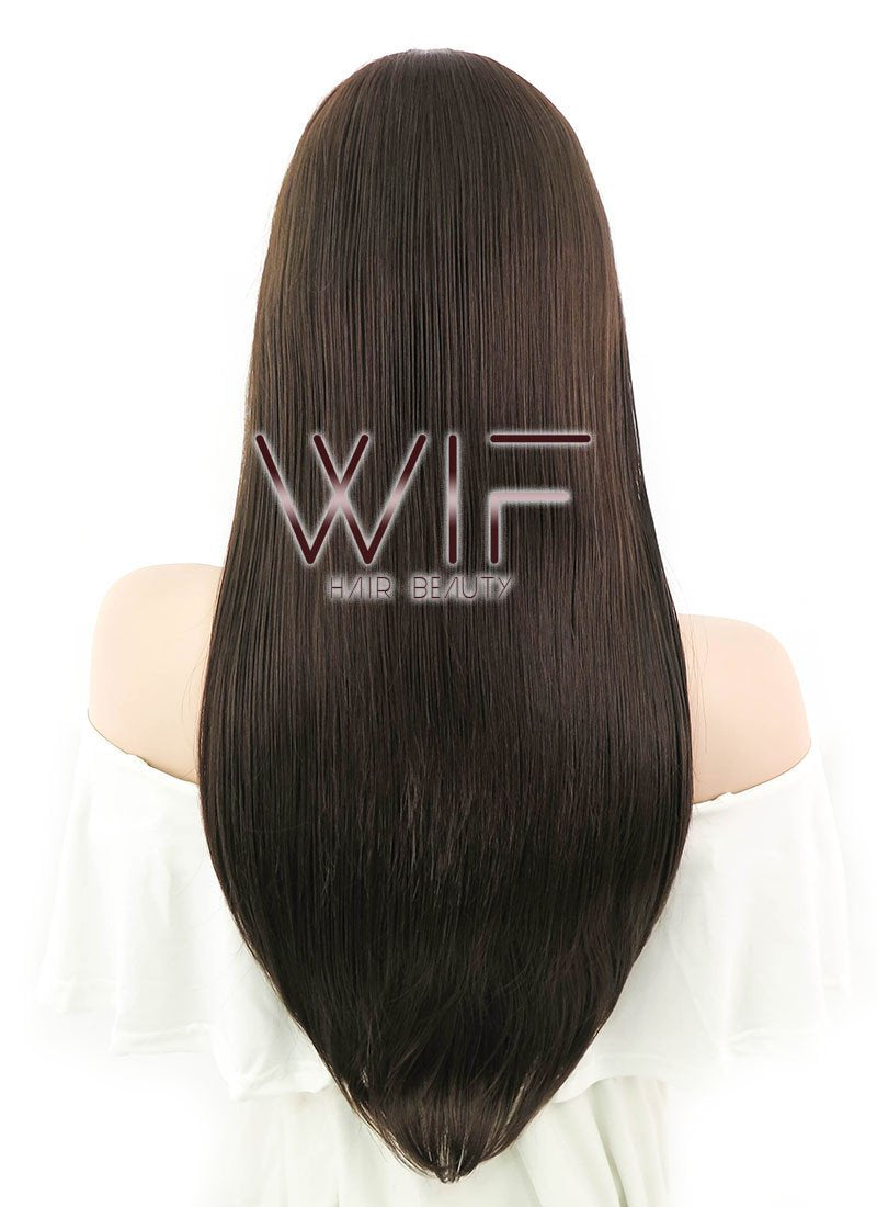 24" Straight Brown Lace Front Synthetic Wig LF015